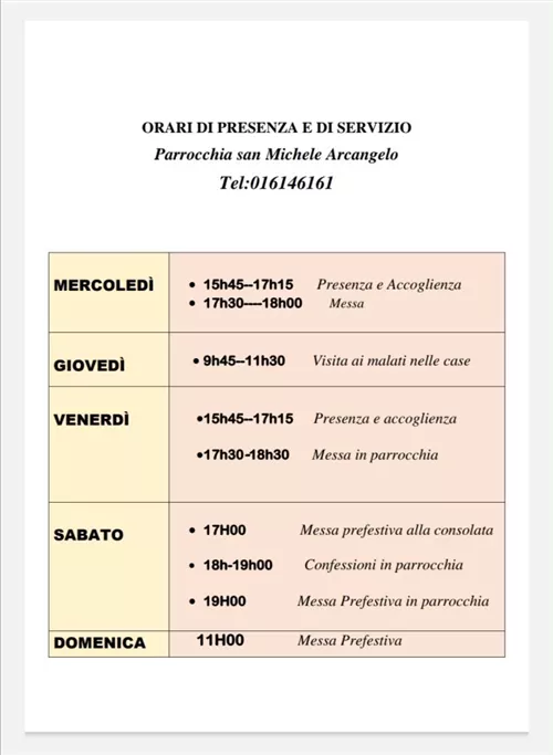 INFO DI UTILITA’: calendario delle funzioni parrocchiali di Borgo d’Ale.